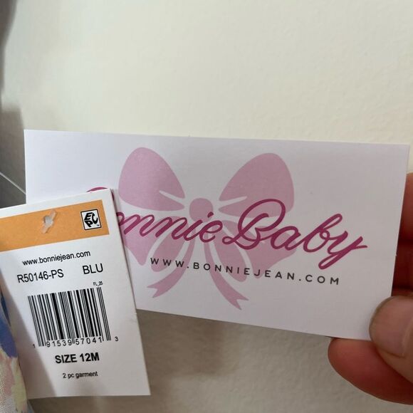 Bonnie Baby pastel blue, pink, gauze lining 2 pc dress set, brand new, - Picture 2 of 12